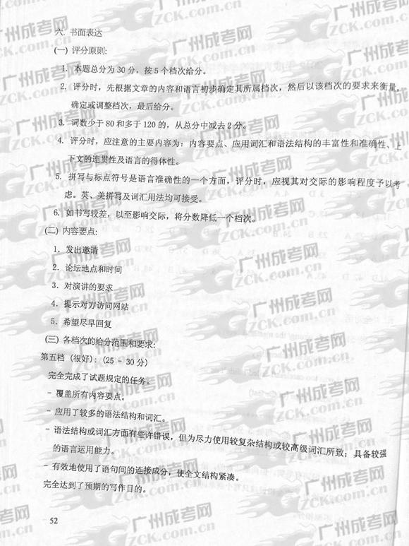 成人高考2012年统一考试英语试题答案及评分参考(2)