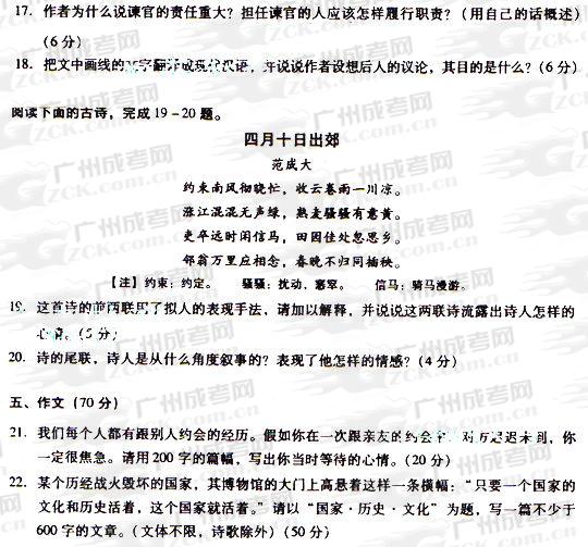 成人高考2009年统一考试语文试题(5)