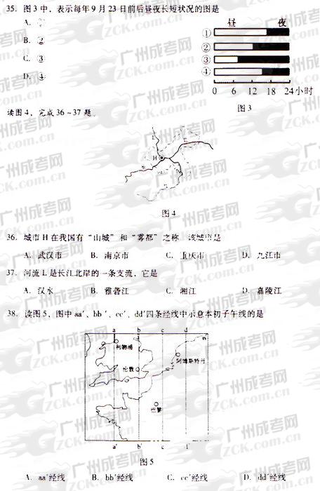 成人高考2009年统一考试物理、化学试题(5)