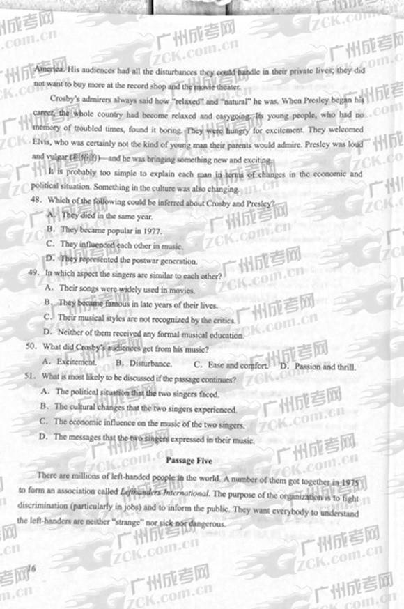 成人高考2012年统一考试专升本英语试题(9)