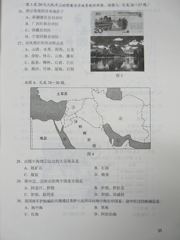 2012成人高考试题及答案—历史地理试卷(高中起点(5)