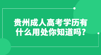 贵州省成人高考学历有什么用处你知道吗?