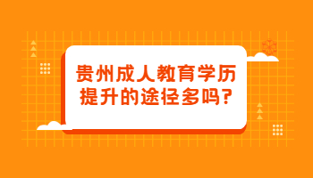 贵州成人教育学历提升的途径多吗?