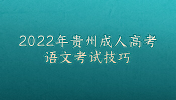 2022年贵州省成人高考语文考试技巧