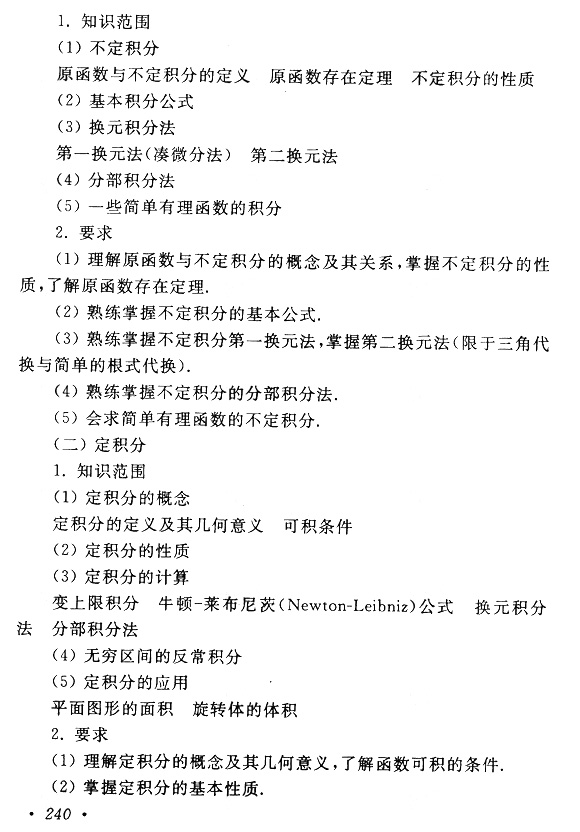 2019年贵州成人高考专升本高等数学（一）考试大纲(5)