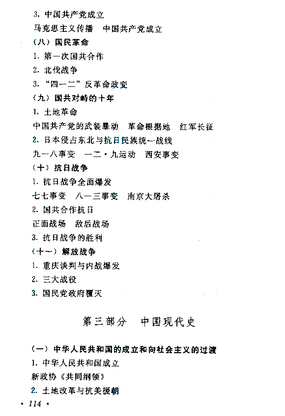2019年贵州成人高考高起点历史地理考试大纲(6)